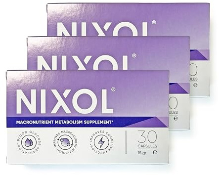 NIXOL Makronährstoff-Stoffwechselunterstützung mit Apfelessig, Guarana-Extrakt, Inulinpulver aus Topinambur zur Unterstützung des Körpers, 90 Kapseln (3 Packungen)