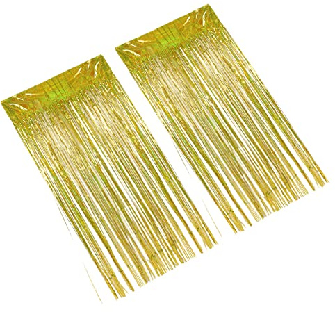 KIMISS Cortina de Franja de Aluminio de 2 por Ciento (Gold)