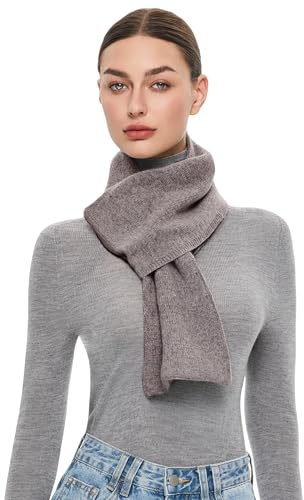 PULI 100% Wool Scarf for Women Luxury Winter Warm Pull Through Scarf with Gift Box Taupe Melange