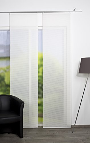 Vision S Panneau Coulissant Semi-Transparent ROM, Aspect Bambou, uni, côtés découpés au Laser, Couleur : Blanc, Dimensions : 245 x 60 cm, Nombre : 1