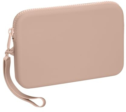 kwmobile Custodia per Smartphone in Silicone Morbido - Astuccio Portacellulare con Cerniera 18 × 12 × 3 cm - Ideale da Viaggio per Cellulare e Accessori - Rosa Antico Matt