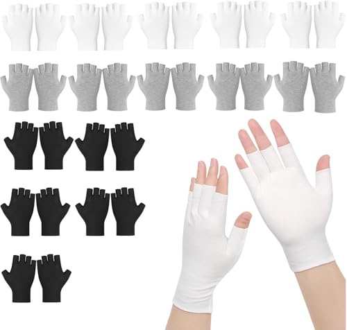 15 Pairs Eczema Gloves,Cotton Gloves for Eczema, Fingerless Moisturizing Gloves for Women Men,Moisturising Gloves for Sleeping Spa Treatment Overnight Hydration for Both Men and Women-White,Black,Gray