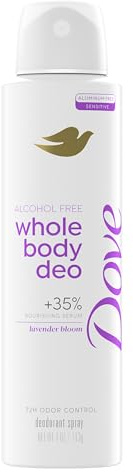 Dove Whole Body Deo Alcohol Free Deodorant Spray for Women 72-hour odor control Lavender Bloom 4 oz