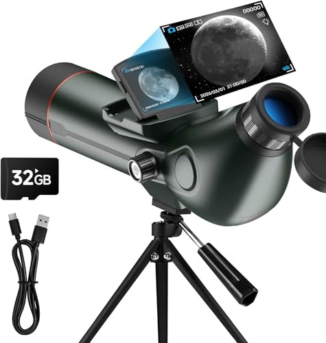 Smart Telescope Professional Refractor Auto-Focus Portable Digital Electronic Telescopes for Adults High Powered with 32GB SD Card