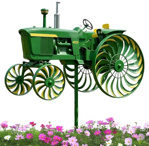 Garden Decor Tractor Wind Sculpture, Tractor Wind Sculpture Garden Decor | Yard Ground Stake Windmill for Front Yard Porch Backyard Lawn Flower Bed Holiday Housewarming