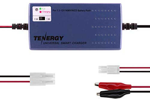 Tenergy Smart Battery Charger for NiMH/NiCd 7.2V-12V 6S-10S Battery Packs, Compatible with Standard Tamiya/Mini Tamiya/Alligator Clip Connector for RC Cars, Airplanes, Airsoft Batteries