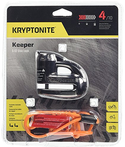 Kryptonite 000877 Keeper 5s Black Chrome Disc Lock & Orange Cable