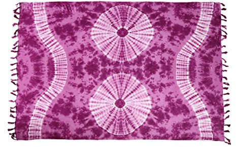 Ciffre Sarong Pareo Wickelrock Strandtuch Tuch Wickeltuch Handtuch Bunte Sommer Muster Set Gratis Schnalle Schließe (Fuchsia Batik BLF)