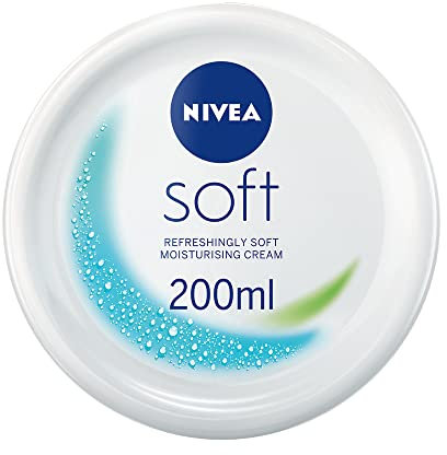 NIVEA Soft Moisturising Cream (200ml), 48H Face Moisturiser, Body and Hands with Vitamin E and Jojoba Oil, Hand Moisturiser, Vegan Formula Day Cream