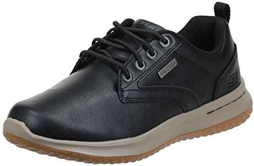 Skechers Men's Delson Antigo Oxfords, Black Leather, 7.5 UK