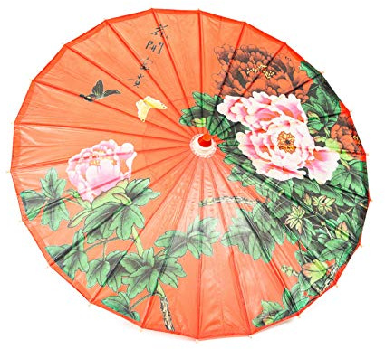 Asian Home Rainproof Handmade Chinese Oiled Paper Umbrella Parasol 33 Peony