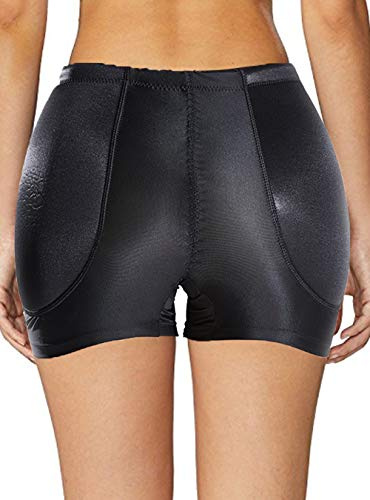 Sliot Women Hip Enhancer Panties Boy Shorts Padded Body Shaper Butt Lifter Shapewear Underwear Pads Tummy Control Seamless (Black, M)