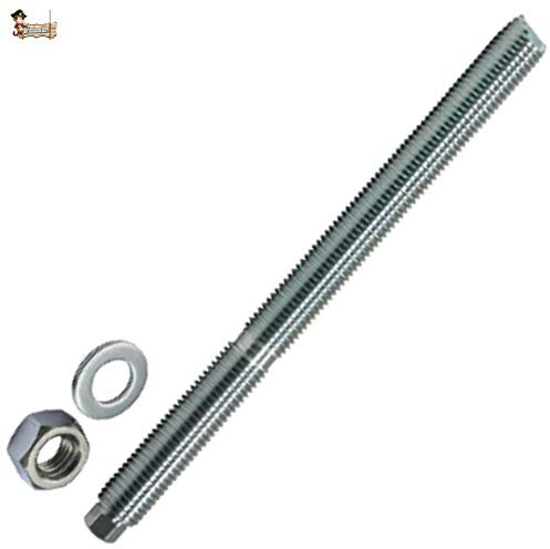 BricoLoco - Asta filettata per ancoraggio tassello chimico in resina con testa esagonale, con dado e rondella, installazione semplice con avvitatore o trapano, 1, 20 x 260 mm