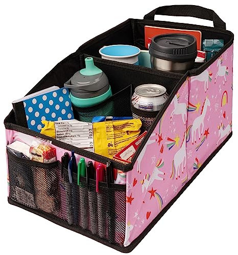 Lusso Gear Car Seat Organizer for Front or Backseat - Great for Adults & Kids, Features 9 Storage Compartments for Toys, Magazines, Tissues, Maps, Books, Documents, Games & More (Unicorns)