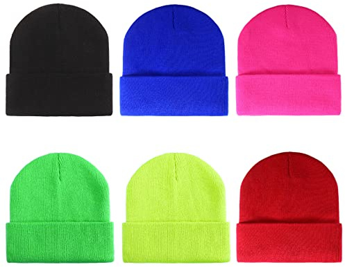Geebuzz 6 Pack Beanie Cap for Kids, Children's Girls Boys Colorful Warmer Stretchy Knitted Beanie Hat Unisex 1-10 Years Skull Beanie Hat Caps for Winter Autumn (6pack-Multicolor-1)