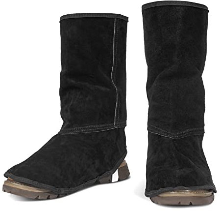LeaSeek Tortini per saldatura in pelle, resistenti alla fiamma e all'abrasione, protezioni per scarpe a copertura completa, ghette per saldatura regolabili