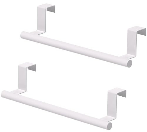 Qflushor Lot de 2 porte-serviettes en acier inoxydable pour porte de placard, blanc