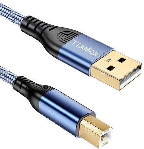 XGMATT USB Drucker Kabel 1M, Typ A auf B Hochgeschwindigkeits-Scanner, Kompatibel mit Lexmark, Dell, HP, Canon, Epson, Xerox, Brother, DAC und Mehr, Blau