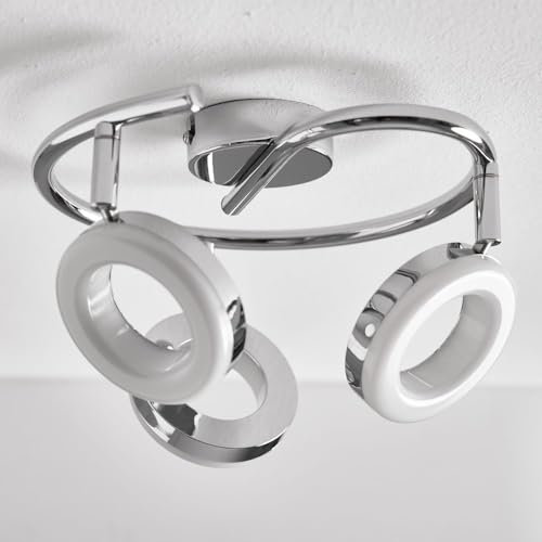 LED Deckenspot Cecilia in Chrom und Weiß 3x 4W 1200lm, Aufbauspot Led Deckenstrahler, Wohnzimmerleuchte modern Aufbaustrahler Büro Deckenleuchte LED Deckenlampe Küche Wohnzimmerlampe Küchenleuchte