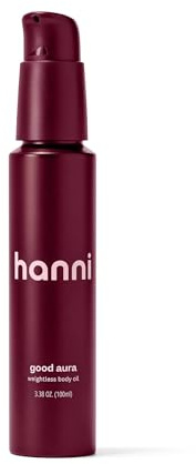HANNI Good Aura Dry Body Oil, Lightweight After-Shower Moisturizer with Jojoba, Coconut, Baobab, and Buriti Oils, Non-Greasy Skincare for Soft Skin, 100 mL / 3.38 oz