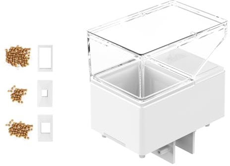 UKSUNVI Alimentador automático de peces para acuario, alimentador de peces de vacaciones, múltiples modos de alimentación temporizada, silencio, gran capacidad de 500 ml, con pantalla digital, a