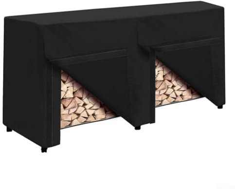 Zoegneer Cubierta de estante de leña de tela Oxford al aire libre a prueba de lluvia engrosada cobertizo de leña de jardín cubierta de leña para proteger troncos del agua y la nieve (L)