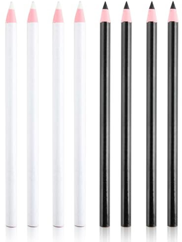 8 Stück Schneiderkreide Nähkreide, Bleistift Markierstifte, Kreide Nähen, Weiß und Schwarz, Wasserlösliche Nähmarkierung Kreide für Stoffe Markierer, Nähen, Änderungen, Handwerksprojekte und Basteln