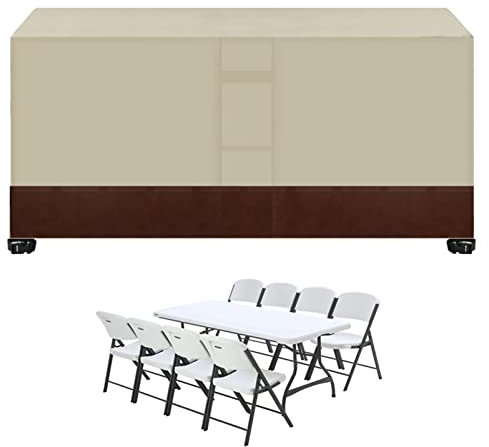 Outdoor-Möbelabdeckung, 325 x 208 x 58 cm, winddicht, UV-Schutz, staubdicht, Beige / Braun, Terrassentischabdeckung für Liegestühle und Tisch-Set, rechteckiges Design mit Lüftungsschlitzen,