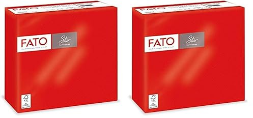 Fato - Einwegservietten aus Papier, weich und flauschig, Packung mit 40 Servietten, Größe 38x38, 4-fach gefaltet, 2-lagig, Farbe Rot, 100% reines Zellulosepapier, FSC-zertifiziert (Packung mit 2)