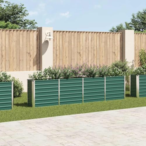 Myheimly Hochbeet 320 x 40 x 77 cm Verzinkter Stahl Gartenbeet Pflanzbeet Grün