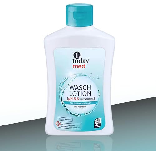 Today Med Lotion nettoyante pH 5,5 neutre pour la peau sensible avec allantoïne, visage et corps