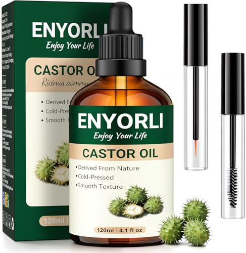 ENYORLI Olio di Ricino 120ml – 100% Naturale Spremuto a Freddo, Olio Naturale per Capelli Ciglia Sopracciglia Unghie e Pelle, Idratante Multiuso, Olio Base per Massaggi e Aromaterapia, Uso Quotidiano