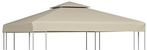 Mokuyary Reservöverdrag för trädgårdspaviljong ersättningsöverdrag för paviljongtak antik paviljong ersättningsskydd 310 g/m² beige 3 x 3 m