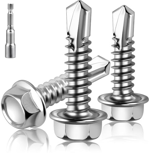 XRXYMQ 180 tornillos autorroscantes de metal, 4,2 x 19 mm, tornillos de chapa trapezoidal, acero inoxidable 304, tornillos autorroscantes, tornillos de perforación con punta hexagonal