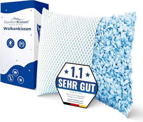 MKS Cuscino 60 x 60 cm – Cuscino ergonomico a nuvola per il relax – Morbido cuscino per dormire sulla schiena, sui lati e sull'addome – Cuscino in memory foam 60 x 60 con gel rinfrescante per un sonno