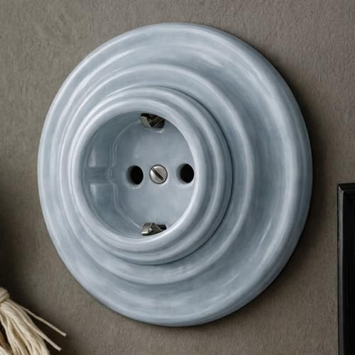 Presa da incasso in porcellana, stile retrò, All-in-One, serie PR1, grigio ghiaccio