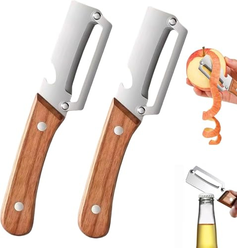 2Pcs 2 in 1 Pelapatate Multifunzionale per Cucina con Apribottiglie per Frutta e Verdura Utensili da Cucina