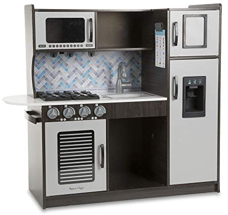 Melissa & Doug Wooden Chef’s Pretend Play Toy Kitchen With “Ice” Cube Dispenser, Easy to Assemble, Charcoal, 99.06 cm H x 39.37 cm W x 109.855 cm L