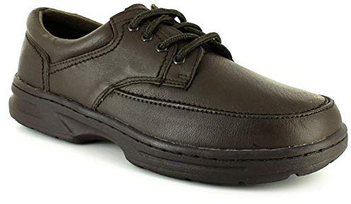 Dr Keller Mens Wide Fit Padded Collar Shoes Real Leather Wider Fitting Cushioned Insole Lightweight Casual Formal Office Work Smart Men's Classic Moccasin Walking Boots(Brian Brown, 10)