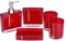 Estink 5 Stück Badezimmer Set, Acryl Badausstattung Sets mit Badewannentasse, Flasche, Zahnbürstenhalter, Seifenschale (rot)