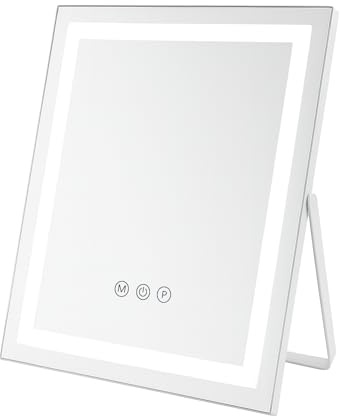 ACOLAR Vanity Mirror with Lights, 35x27cm,360° Rotation Dressing Tabletop Mirrors,Adjustable 3-Colour Temperature Makeup Mirror for Bathroom Bedroom