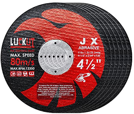 LUCKUT - Disco da taglio per mole da taglio in acciaio inox, 4-1/2x3/64''x17/8'' in metallo sottile in acciaio inox, lame per smerigliatrici angolari, confezione da 6