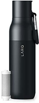 LARQ Bottle Filtered - Insulated Stainless Steel Water Bottle BPA Free with Nano Zero technology and long-lasting filters, Obsidian Black, 25oz