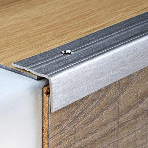 PROVISTON | Treppenkante | Edelstahl | Edelstahloptik | Breite 30 mm | Höhe 20 mm | Länge 2700 mm | Gebohrt | Treppenkantenprofil | Treppenwinkel | Winkelprofil | Kombiwinkel | 1 Stück