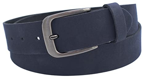 NK Belt GmbH Echter Ledergürtel aus Veloursleder, Made in Germany, Anzug Jeans Gürtel 38mm #VL-18 (Blau, 100cm Gesamtlänge 115cm)