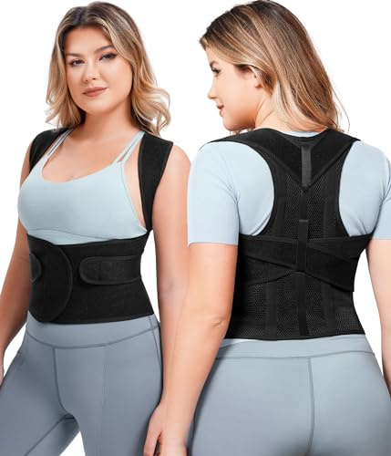 URSEXYLY Back Brace Posture Corrector for Women Adjustable Shoulder Straightener Full Back Support Upper and Lower Back Pain Relief,Spine Back Straightener Posture Corrector (Black, Large)