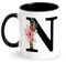 Initiale Tasse Personnalisé Alphabet Tasse avec Motif Fleurs Mug avec Lettre Cadeau Personnalisé Tasse en Céramique Noire, Cadeau pour Dames, Femme, Maman, Fille, Anniversaire, Fête des Mères (N)