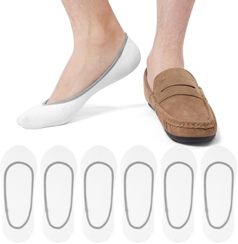 Blu Ninfee No Show Socks Mens 9-12 6-8, Invisible Loafer Socks for Men | 6 Pairs Ultra Low Cut Trainer Socks, Non Slip Secret Hidden Socks Men, Multipack Liner Footsies for Summer