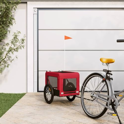 ShGaxin Rimorchio da Bici per Cani Rosso e Nero Tessuto Oxford e Ferro,Rimorchio da Bici per Cani,Rimorchi per Bicicletta per Cani-93915