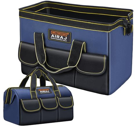 Tool Bag | AIRAJ 14 In Small Tool Bag | Wide Mouth Tool Bags for Men and Women | 33×18×23 cm | Tool Organizer for Home Repairs,Garage Storage,Professional Work | Portable Tool Box